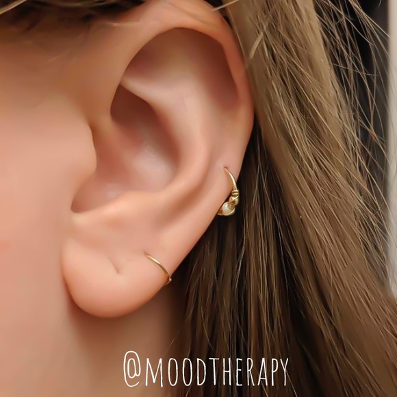 14KYGF Indie/Boho Beaded Cartilage Hoop Nose Ring - Picture 3 of 7